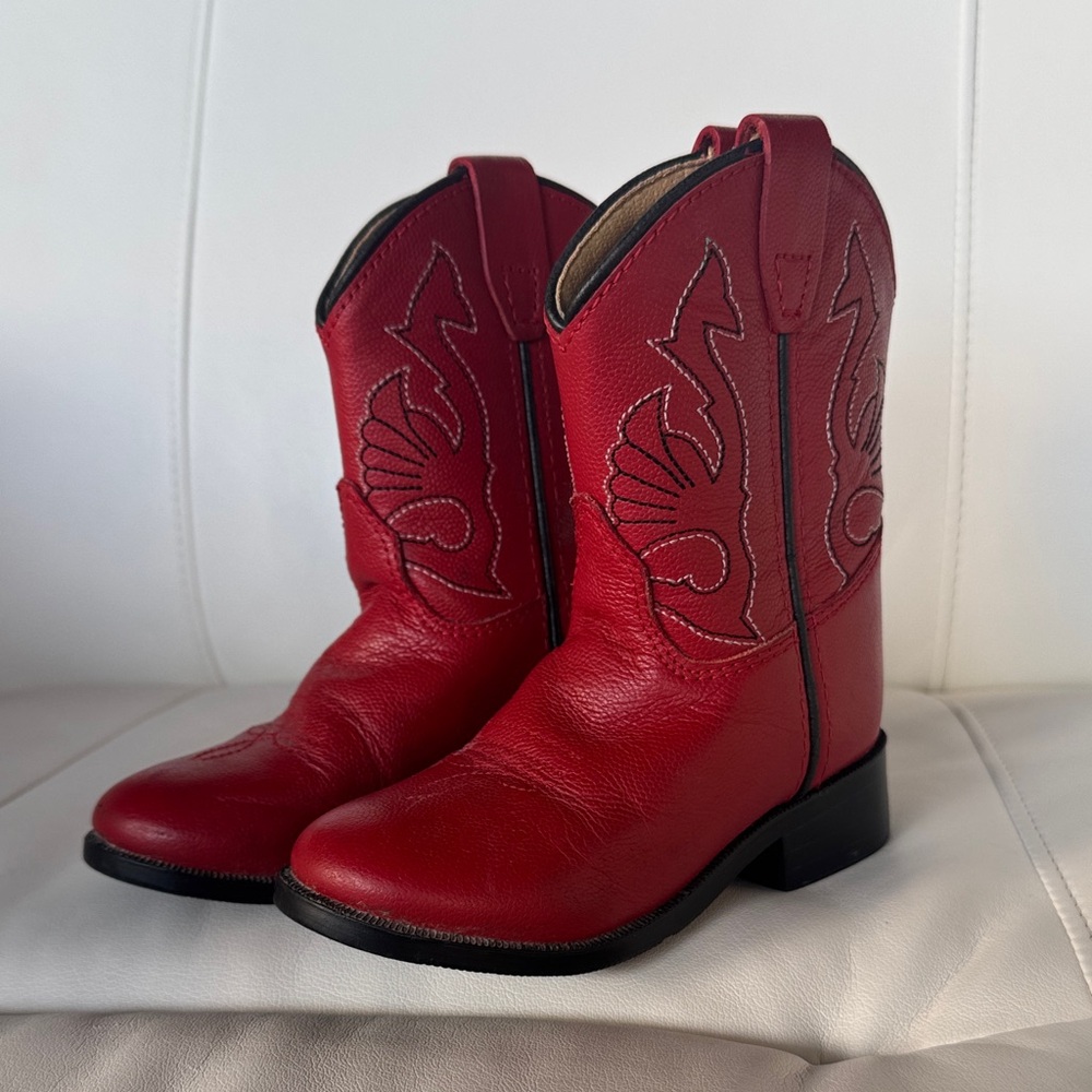 Masterson Boot Co. Old West Toddler (5.5) Red Leather Cowboy Boots